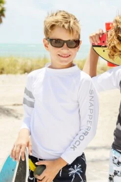 Boys Swim White Long-Sleeve Boys Rash Guard (Size 2 Left)