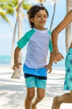Boys Swim Snapper Rock Sustainable Kids Rashguard (Size 3 Left) -Little Boys Clothes Sales 1colorblockblueb