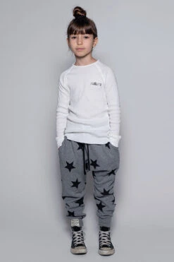 Nununu Star Baggy Kids Pants - Dusty Grey (Size 12/14 Left) -Little Boys Clothes Sales 1starpantsgrey