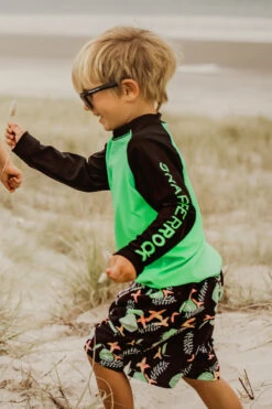 Boys Swim Snapper Rock Green Black Rash Top -Little Boys Clothes Sales B20078L 4