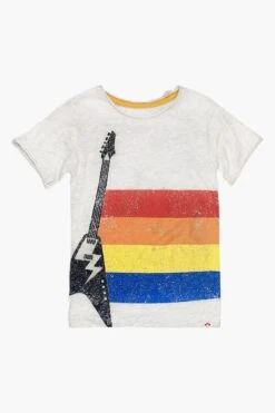 Boys T-Shirt Appaman Guitar Stripes (Size 8 Left)