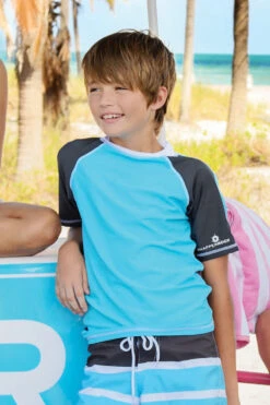 Boys Swim Sea Blue Rash Guard