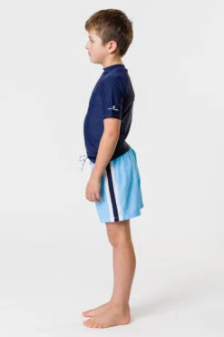 Boys Swim Snapper Rock Blue Retro Stripe Volley Board Shorts -Little Boys Clothes Sales blue retro stripe volley board swim shorts 2 blue