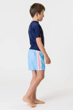 Boys Swim Snapper Rock Blue Retro Stripe Volley Board Shorts -Little Boys Clothes Sales blue retro stripe volley board swim shorts 3 blue