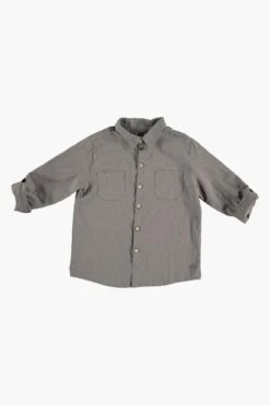 Tocoto Vintage Cotton Linen Boys Shirt - Grey -Little Boys Clothes Sales cotton linen boys shirt grey 1 grey
