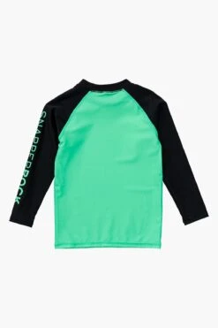 Boys Swim Snapper Rock Green Black Rash Top -Little Boys Clothes Sales green black sustainable long sleeve rash top 2 black