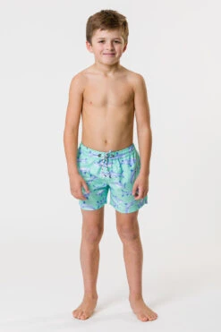 Boys Swim Snapper Rock Minty Shark Volley Board Shorts -Little Boys Clothes Sales minty shark volley board swim shorts 3 mint