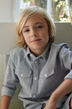 Wheat Poul Button Down Boys Shirt -Little Boys Clothes Sales poul button down boys shirt 3 grey blue