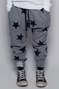 Nununu Star Baggy Kids Pants - Dusty Grey (Size 12/14 Left) -Little Boys Clothes Sales star baggy kids pants dusty grey 2 dusty grey