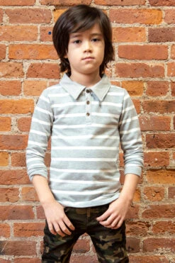 Boys Shirt Appaman Verses Polo- Grey Stripe