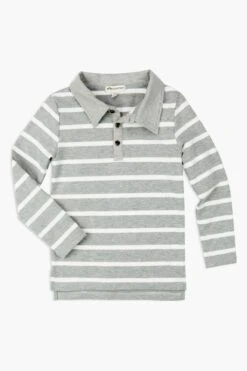 Boys Shirt Appaman Verses Polo- Grey Stripe 7 Boys Shirt Appaman Verses Polo- Grey Stripe -Little Boys Clothes Sales verses polo grey stripe weight grey stripe