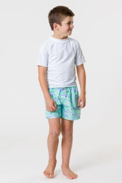 Boys Swim Snapper Rock White Short Sleeve Rash Top
