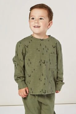Rylee + Cru Woods Long Sleeve Boys Tee -Little Boys Clothes Sales woods long sleeve boys tee 1 forest